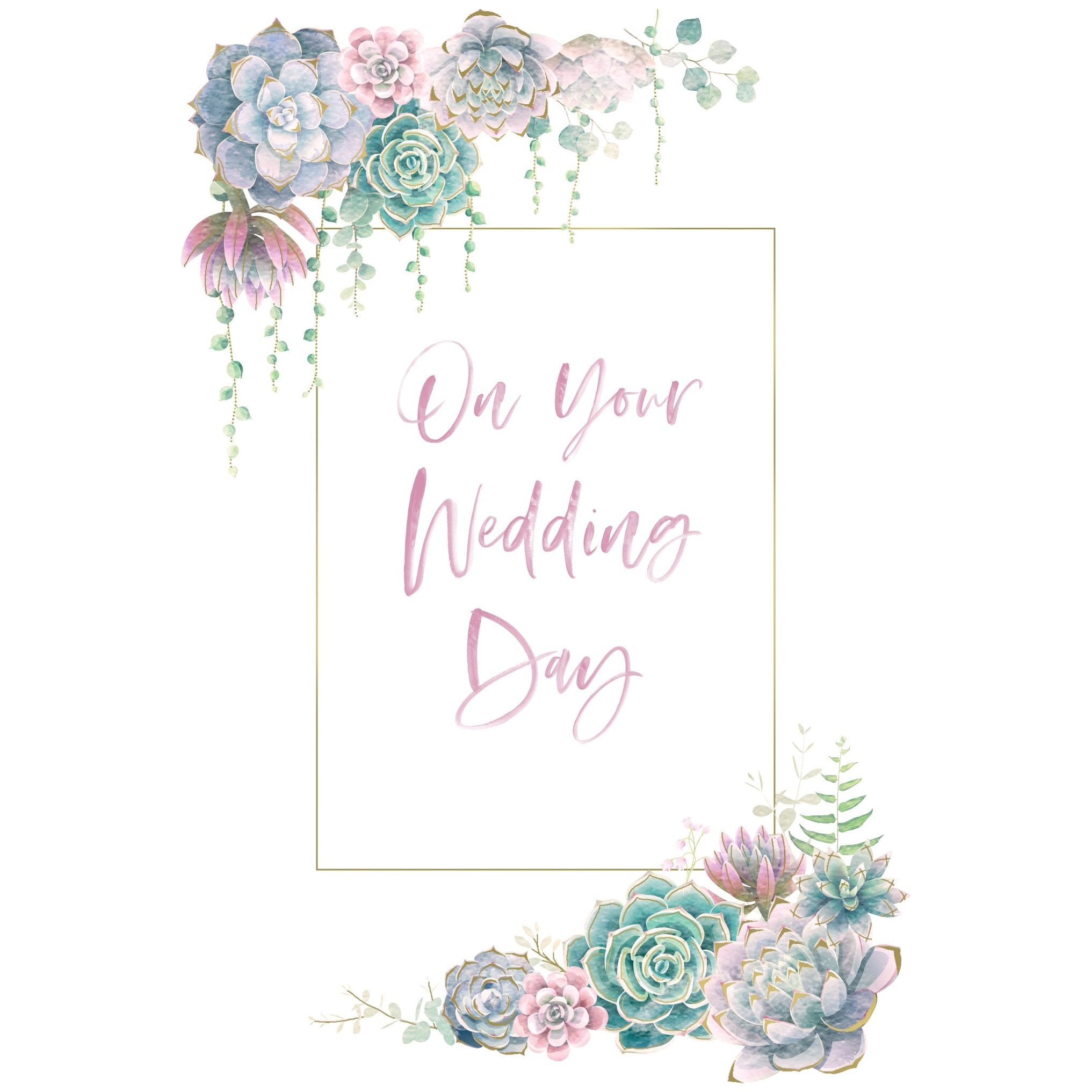 Geometric Succulents Wedding Card - Cardmore